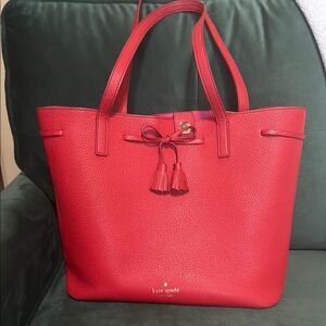 Kate Spade Red Structured Leather Tote